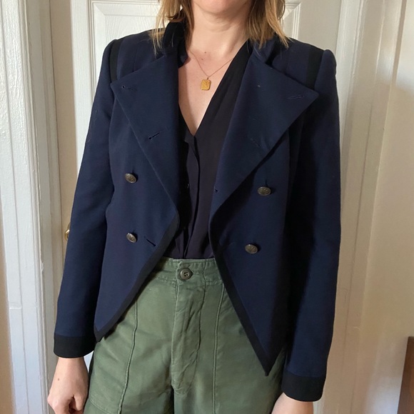 Rag & Bone Navy Wool Double Breasted Jacket - Picture 3 of 8